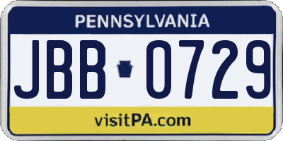 PA license plate JBB0729