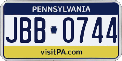 PA license plate JBB0744