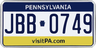 PA license plate JBB0749