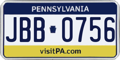 PA license plate JBB0756