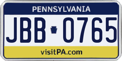 PA license plate JBB0765