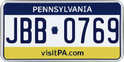 PA license plate JBB0769