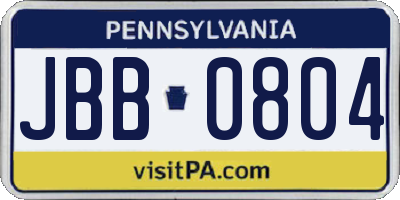 PA license plate JBB0804