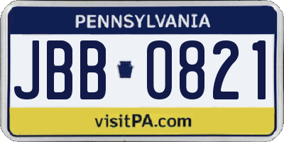 PA license plate JBB0821