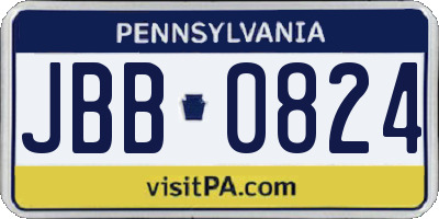 PA license plate JBB0824