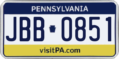 PA license plate JBB0851