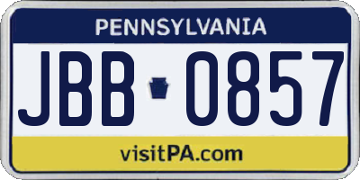 PA license plate JBB0857