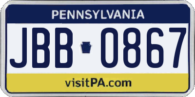 PA license plate JBB0867