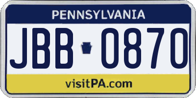PA license plate JBB0870