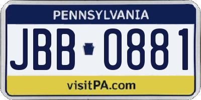 PA license plate JBB0881
