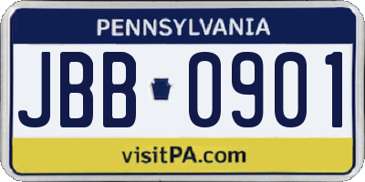 PA license plate JBB0901