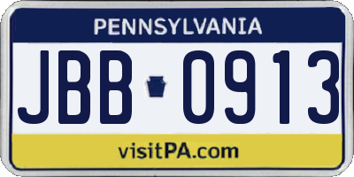 PA license plate JBB0913