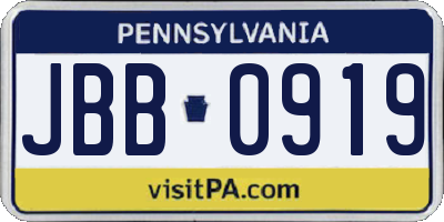 PA license plate JBB0919