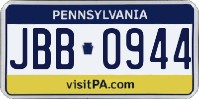 PA license plate JBB0944