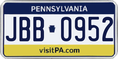 PA license plate JBB0952