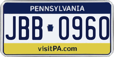 PA license plate JBB0960