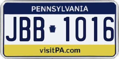 PA license plate JBB1016