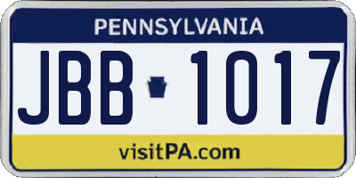 PA license plate JBB1017