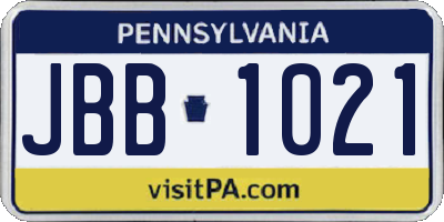 PA license plate JBB1021