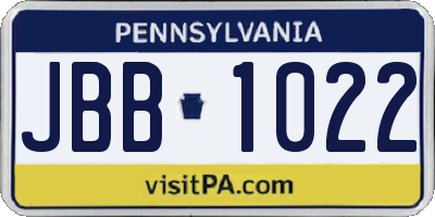 PA license plate JBB1022