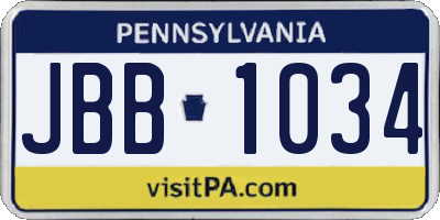 PA license plate JBB1034