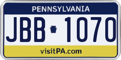 PA license plate JBB1070