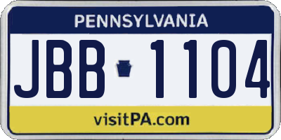 PA license plate JBB1104