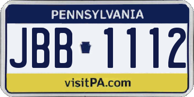 PA license plate JBB1112