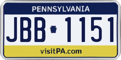 PA license plate JBB1151