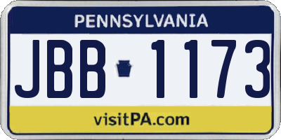 PA license plate JBB1173