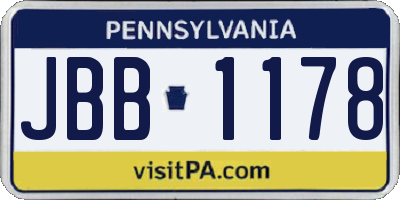 PA license plate JBB1178