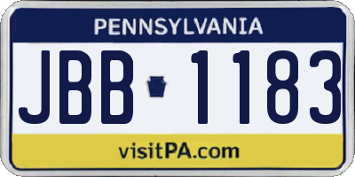 PA license plate JBB1183