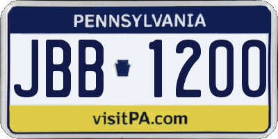 PA license plate JBB1200