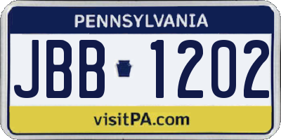 PA license plate JBB1202