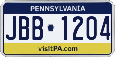 PA license plate JBB1204