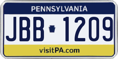 PA license plate JBB1209