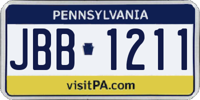 PA license plate JBB1211