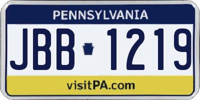 PA license plate JBB1219