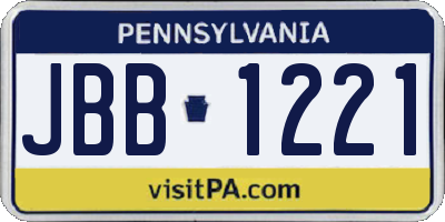 PA license plate JBB1221