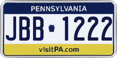 PA license plate JBB1222