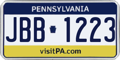 PA license plate JBB1223