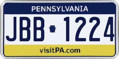 PA license plate JBB1224