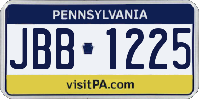 PA license plate JBB1225