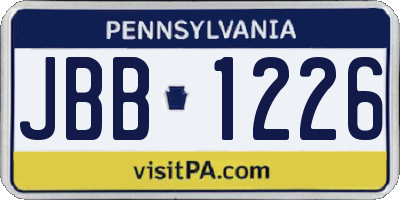 PA license plate JBB1226