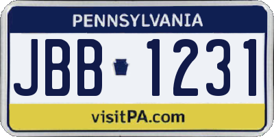 PA license plate JBB1231