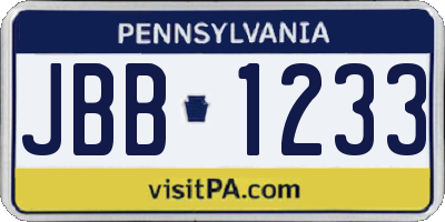 PA license plate JBB1233