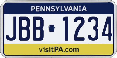 PA license plate JBB1234