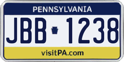 PA license plate JBB1238