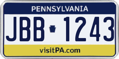 PA license plate JBB1243