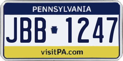 PA license plate JBB1247